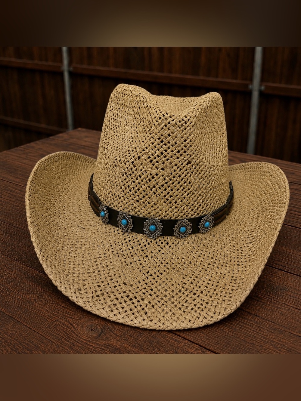 NWT - UPF 50 Stylish Cowboy Hat with Turquoise Accents